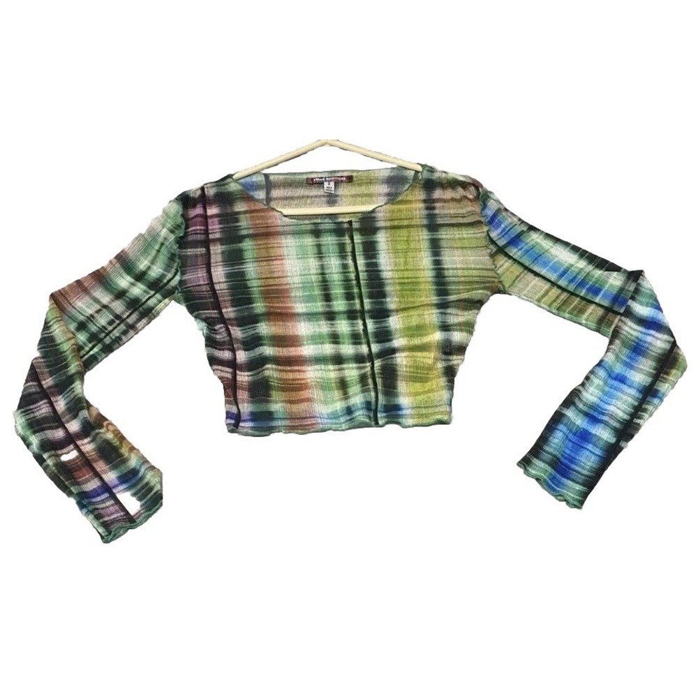 Urban Outfitters Cropped Top Womens Small Multicolor Striped Boat Neck Casual